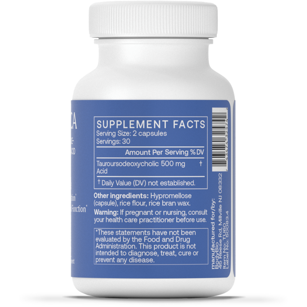 TUDCA Supplement Facts Label
