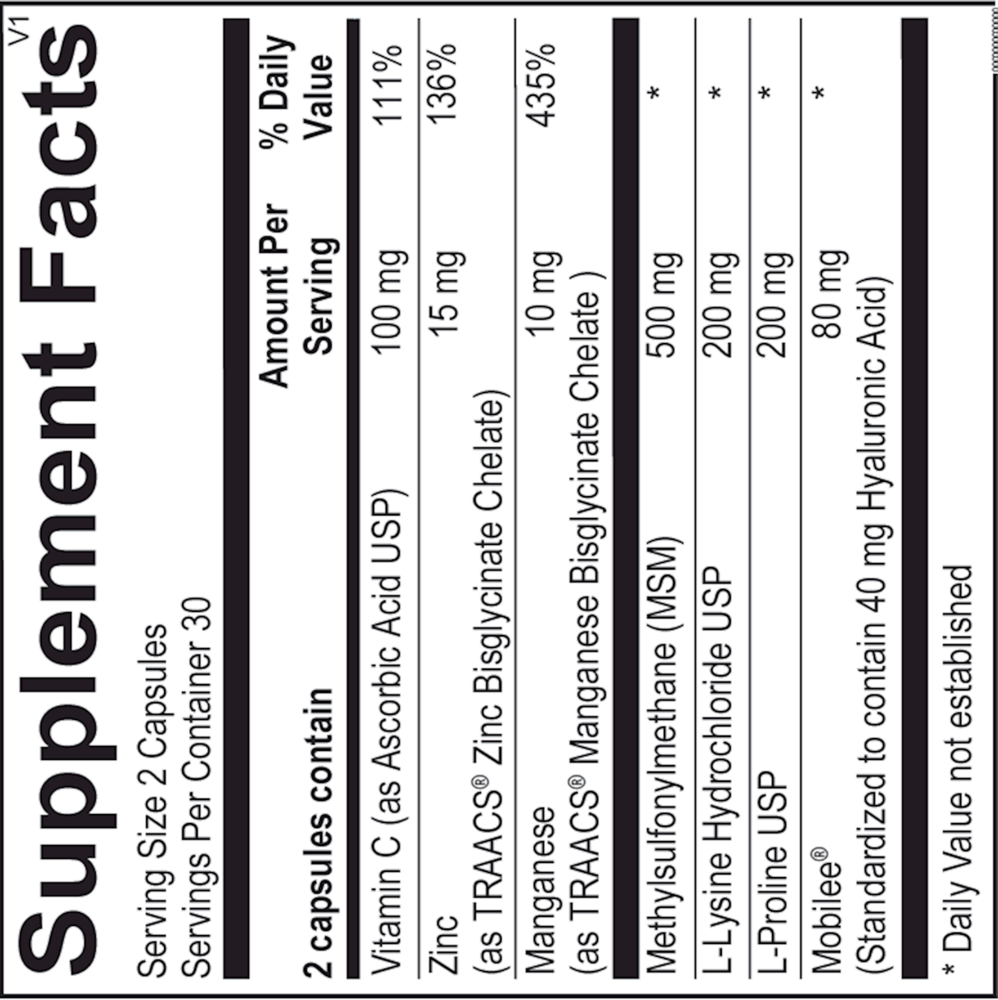 Collagen Factors Supplement Facts Label