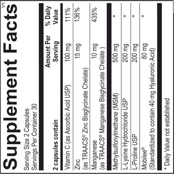 Collagen Factors Supplement Facts Label