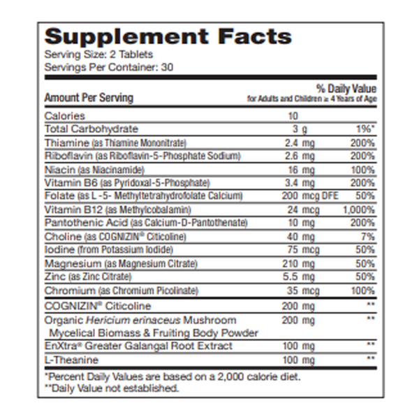 KidsActive Supplement Facts Label