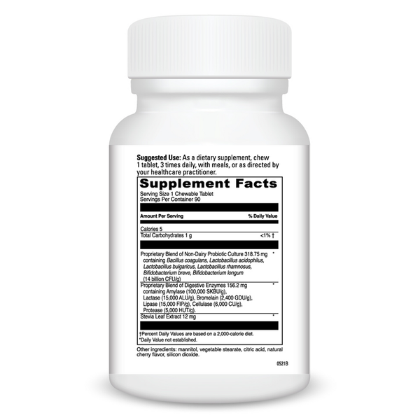 Digestive Enzymes Chewable Cherry Flavor Supplement Facts Label