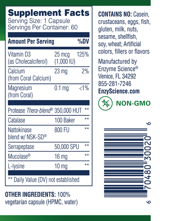 Enzyme Defense Pro Supplement Facts Label