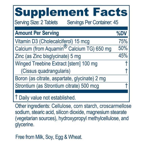 BACKORDER ONLY - Calcium + Cofactors Supplement Facts Label
