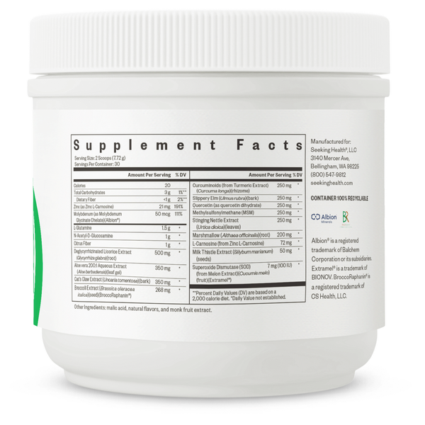 Gut Nutrients Powder Supplement Facts Label