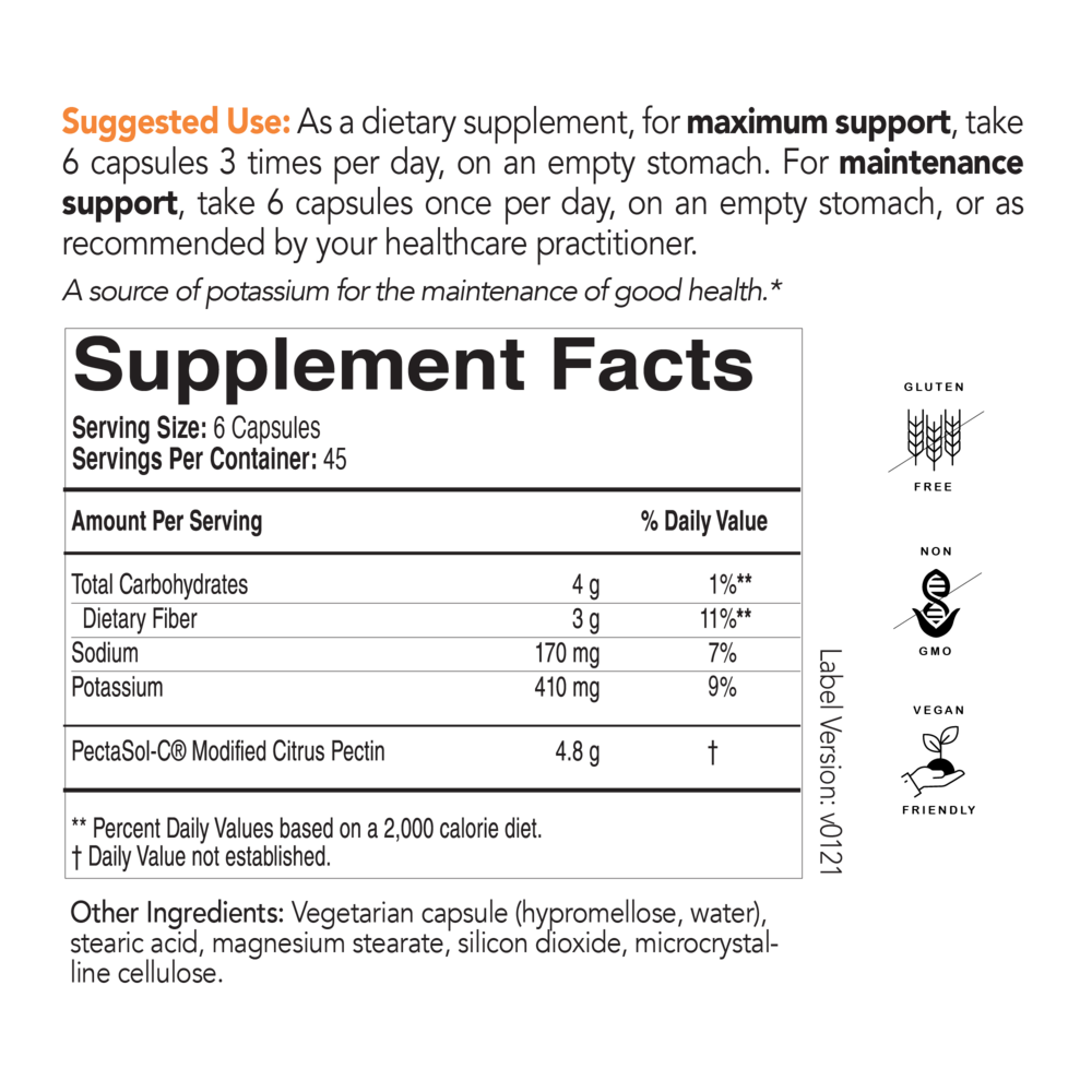 PectaSol-C Supplement Facts Label