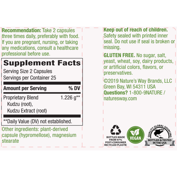 Kudzu Root 613 mg Supplement Facts Label