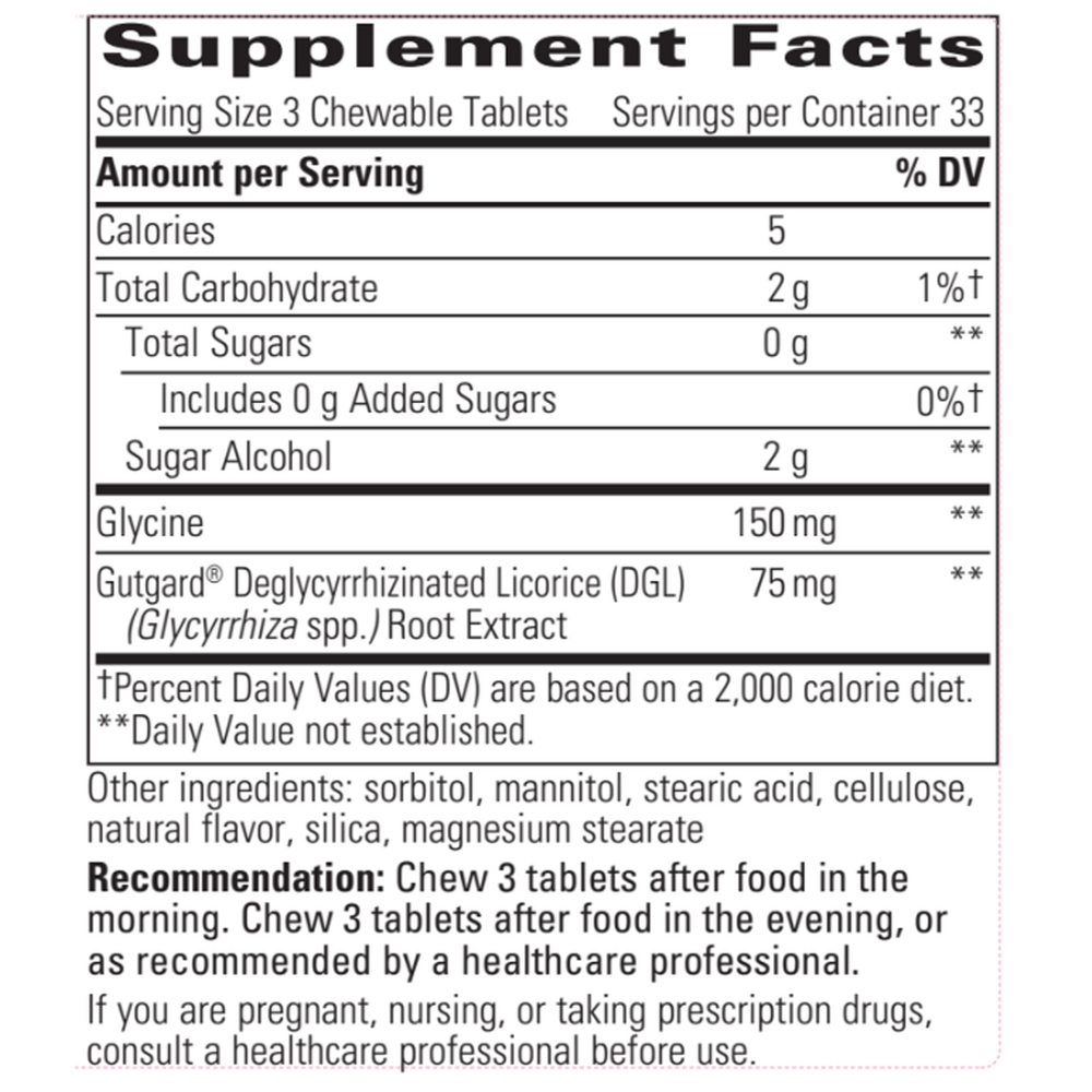 Rhizinate Deglycyrrhizinated Licorice Fructose Free Supplement Facts Label