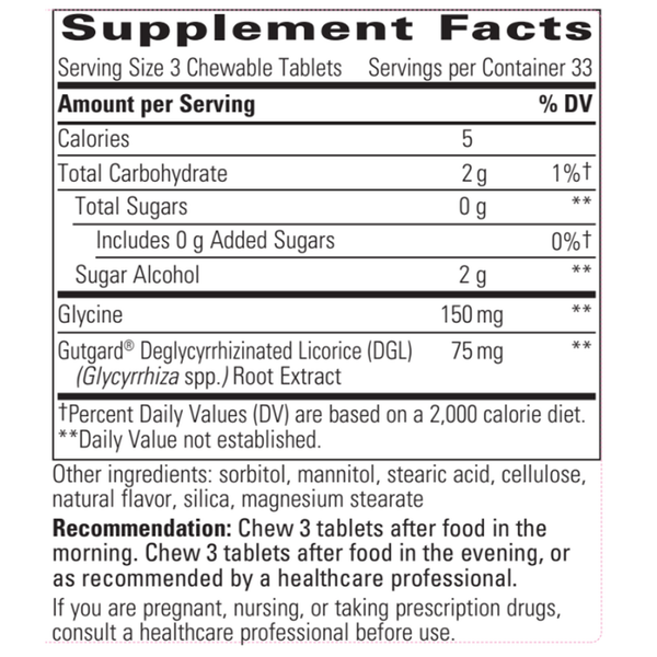 Rhizinate Deglycyrrhizinated Licorice Fructose Free Supplement Facts Label