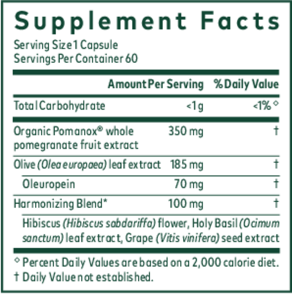 Systolic Complex Supplement Facts Label
