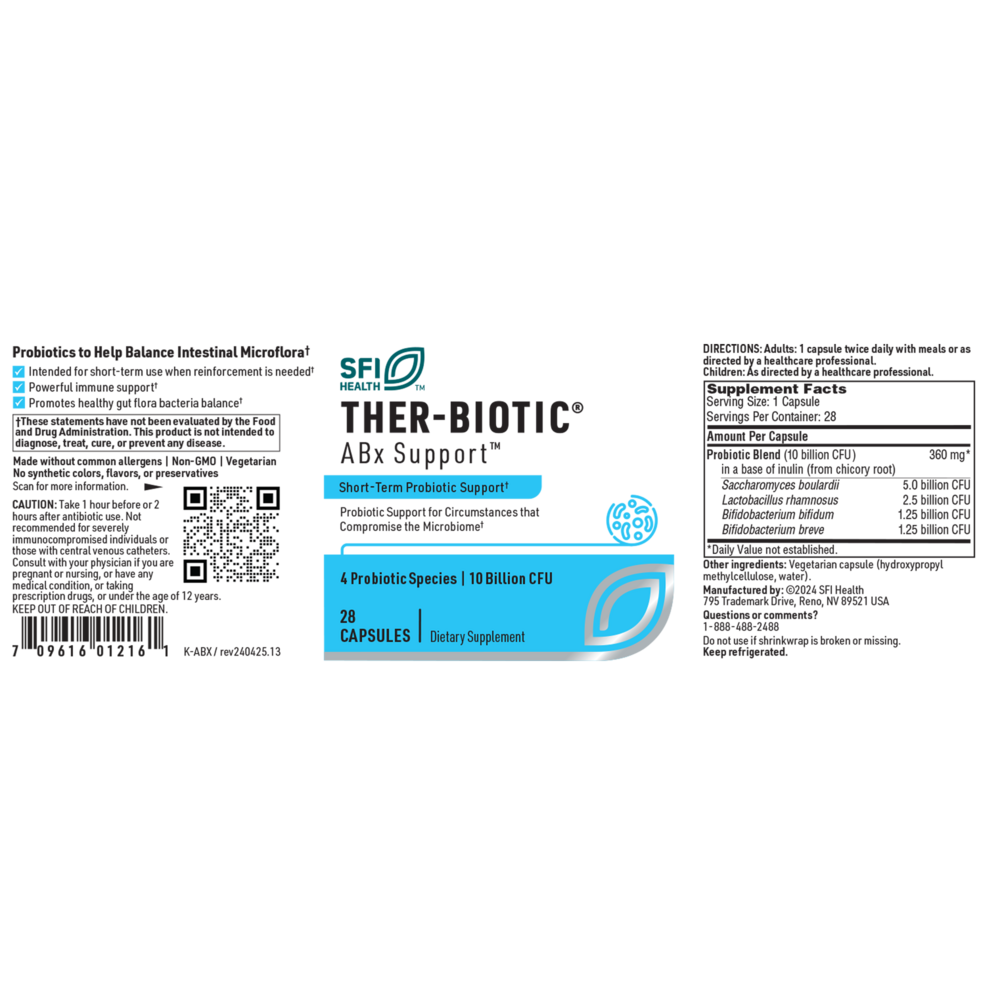 Ther-Biotic ABx Support Supplement Facts Label