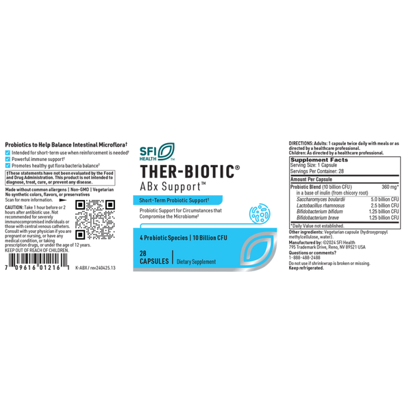 Ther-Biotic ABx Support Supplement Facts Label