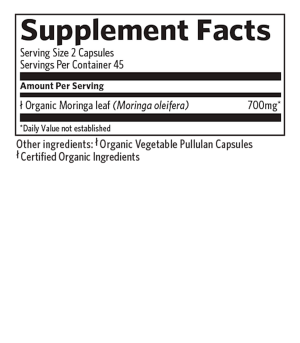 Moringa Supplement Facts Label