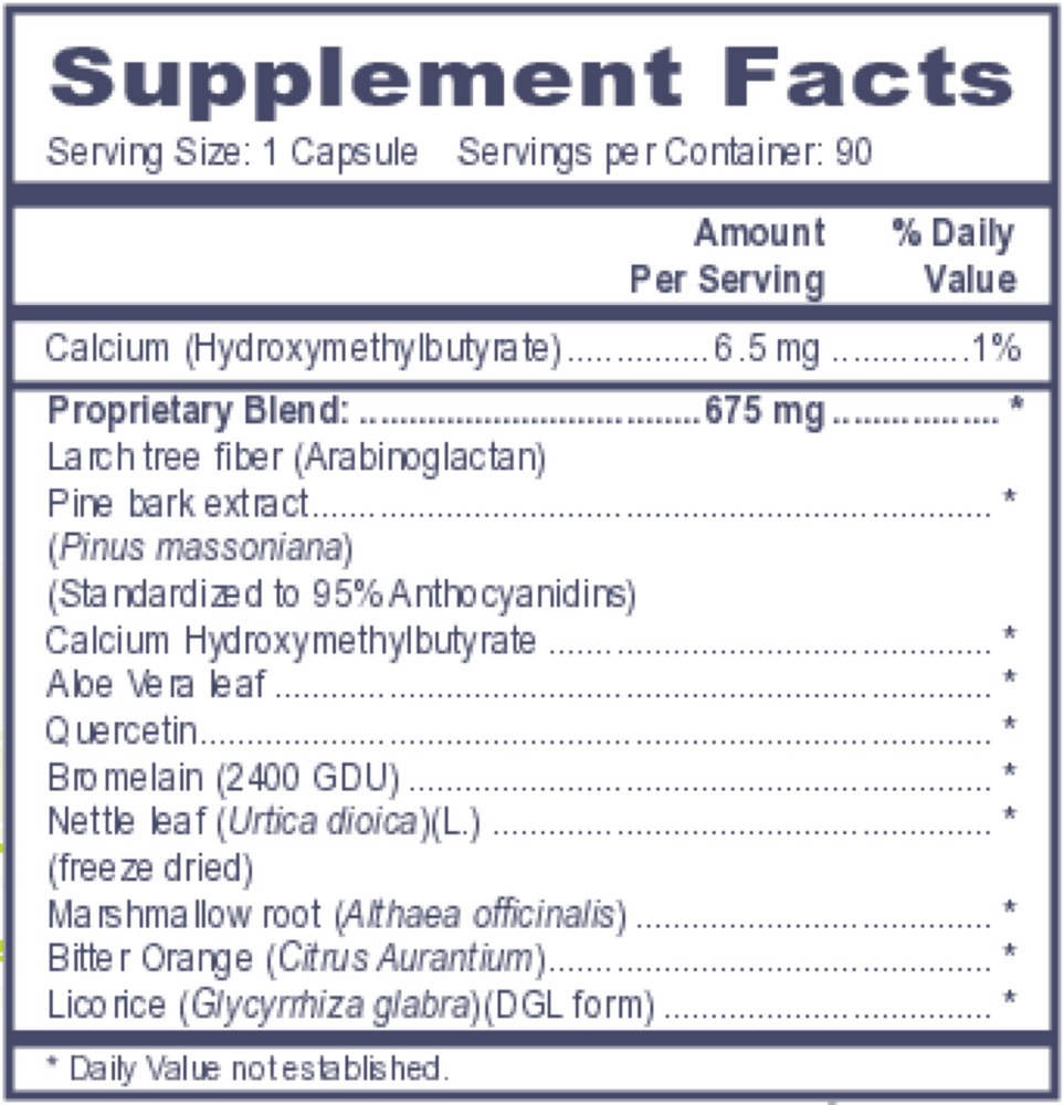 Histamine Scavenger Supplement Facts Label