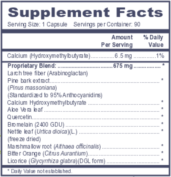 Histamine Scavenger Supplement Facts Label