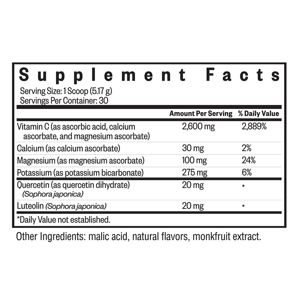 Vitamin C Plus Supplement Facts Label
