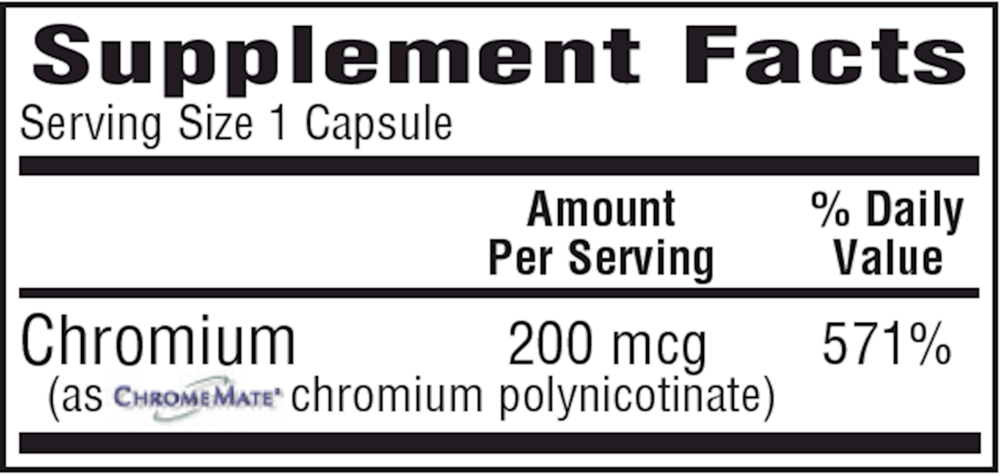 CrM 200 mcg Supplement Facts Label