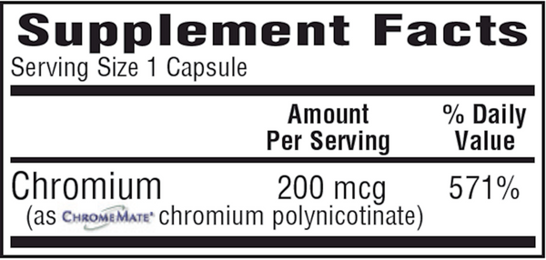 CrM 200 mcg Supplement Facts Label