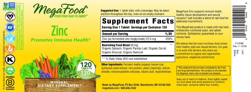 Zinc Supplement Facts Label