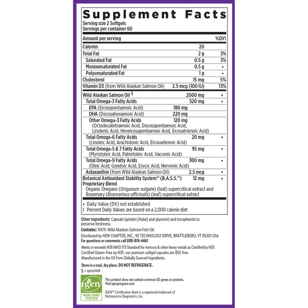 Wholemega 1000 mg Supplement Facts Label