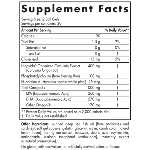 ProDHA Memory 60 Soft Gels Supplement Facts Label