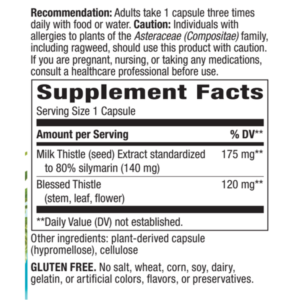 Milk Thistle Supplement Facts Label