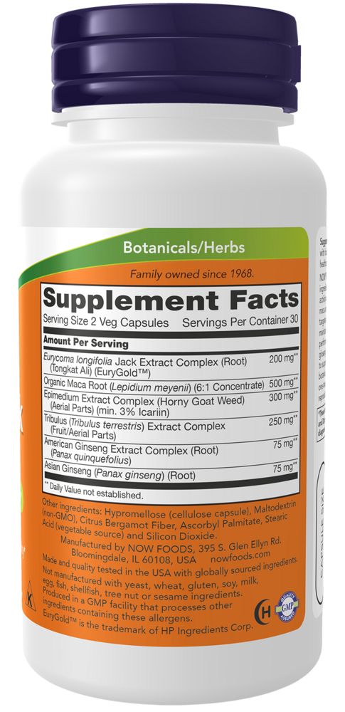 TestoJack 200 - 60 Capsules Supplement Facts Label