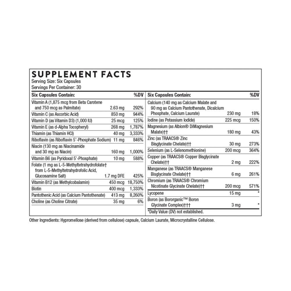 Men's Multi 50+ Supplement Facts Label