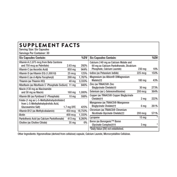 Men's Multi 50+ Supplement Facts Label