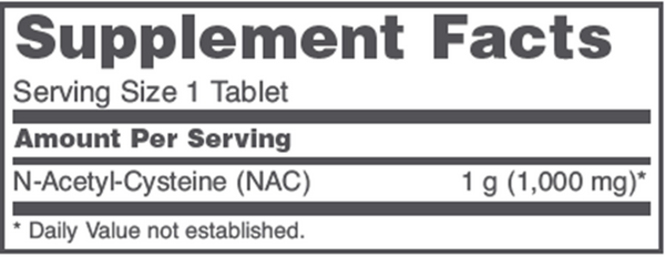 NAC 1,000 mg Supplement Facts Label