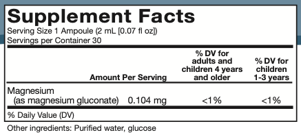 Gammadyn Magnesium (Mg) Supplement Facts Label