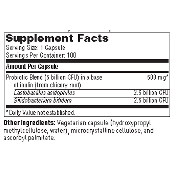 Pro-Biotic Complex Supplement Facts Label