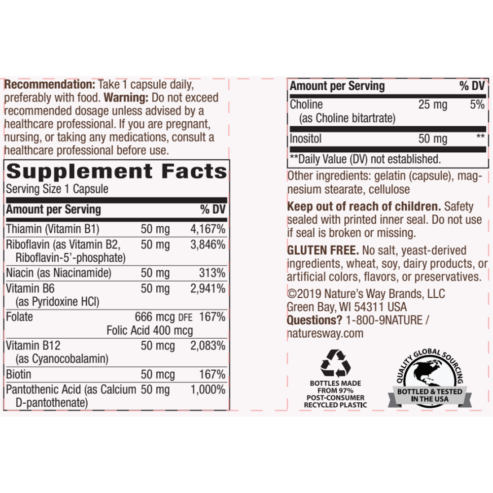 B-50 Complex Supplement Facts Label