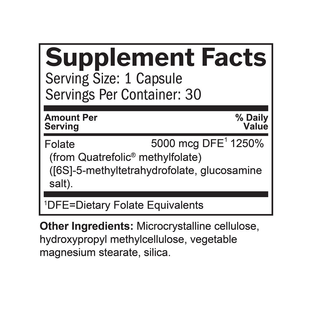 MethylFolate Supplement Facts Label