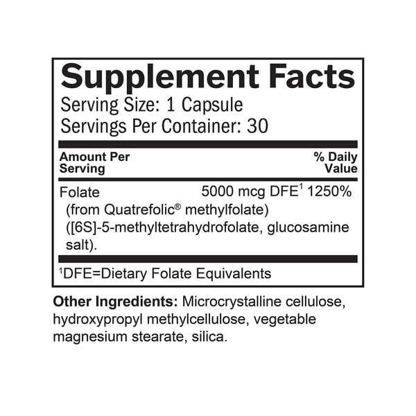 MethylFolate Supplement Facts Label