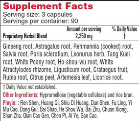 Postpartum Supplement Facts Label