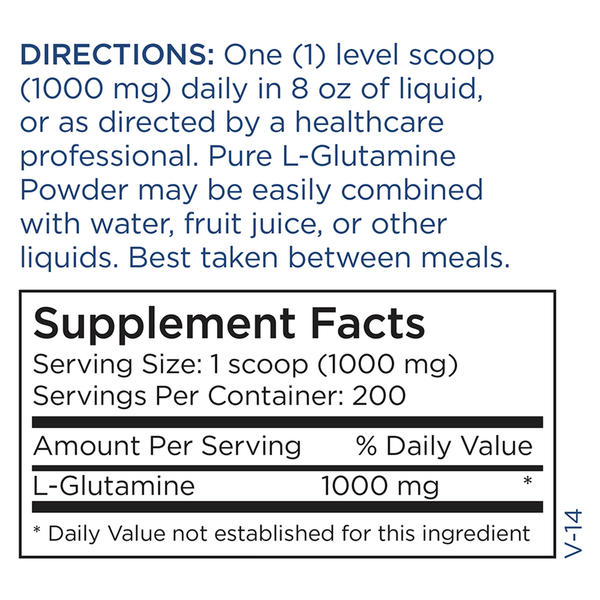 L-Glutamine Powder Supplement Facts Label