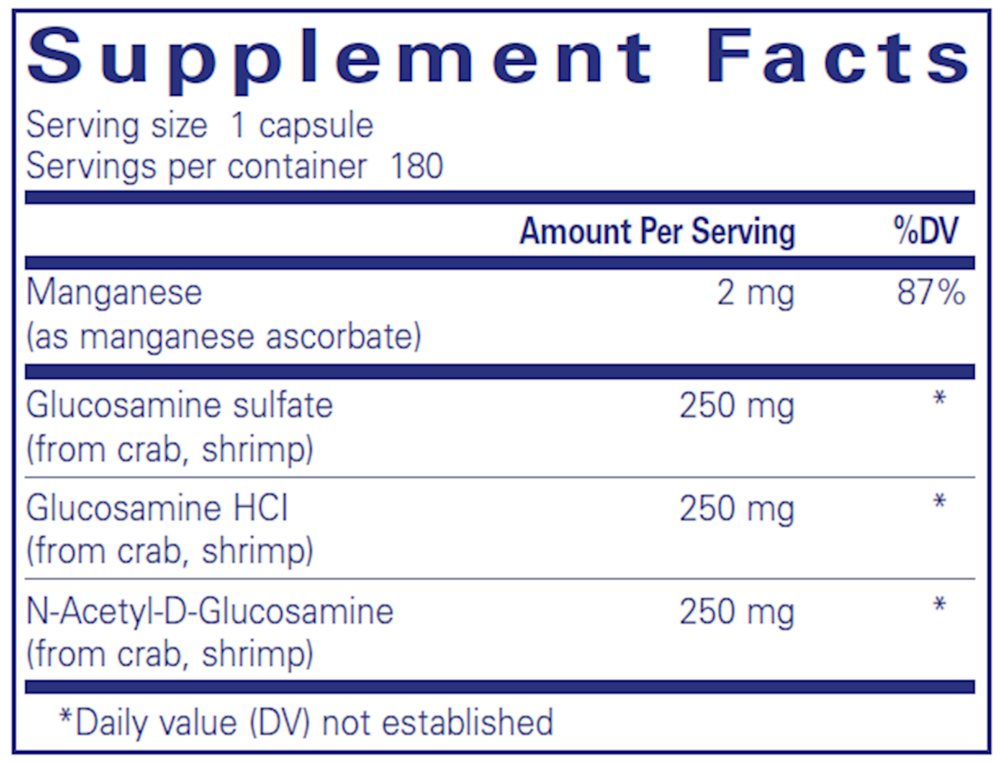Glucosamine Complex Supplement Facts Label