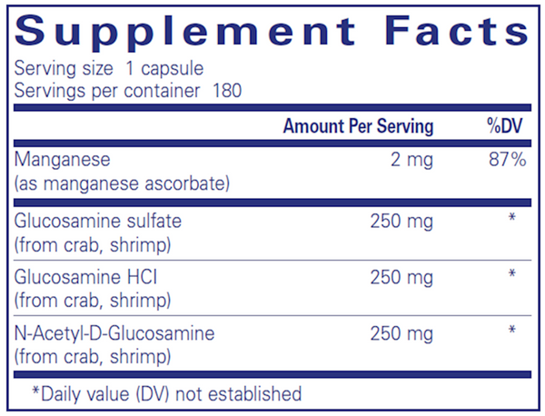 Glucosamine Complex Supplement Facts Label