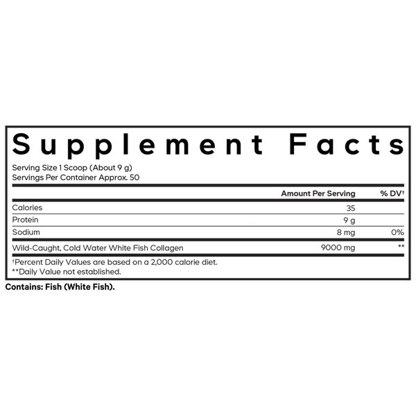 Marine Collagen Peptides Supplement Facts Label