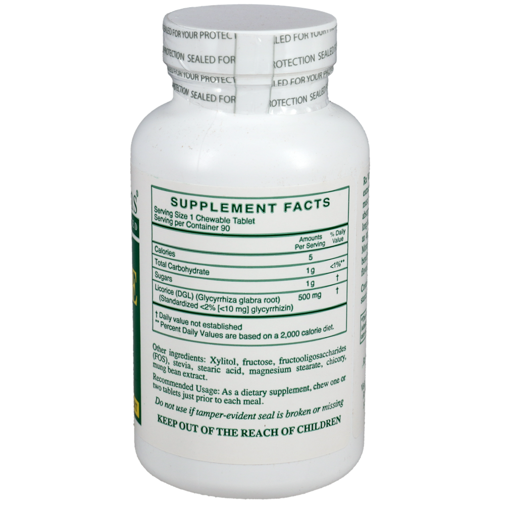Chewable Licorice DGL Supplement Facts Label