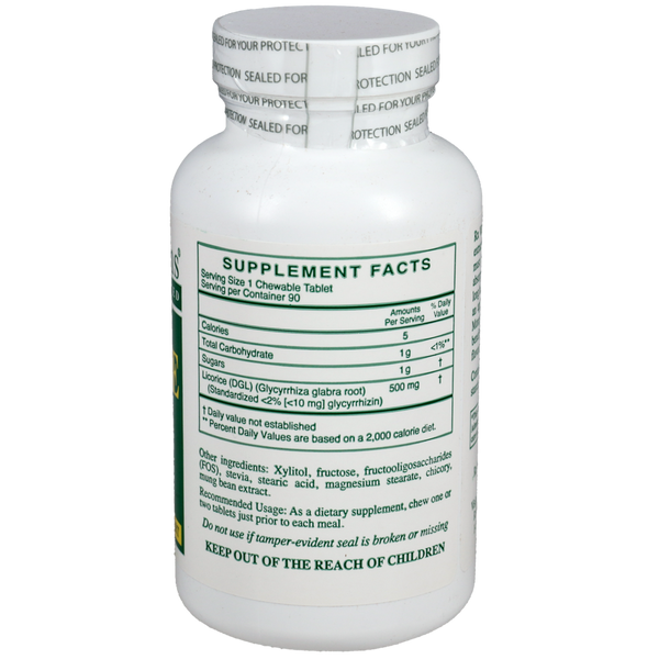 Chewable Licorice DGL Supplement Facts Label