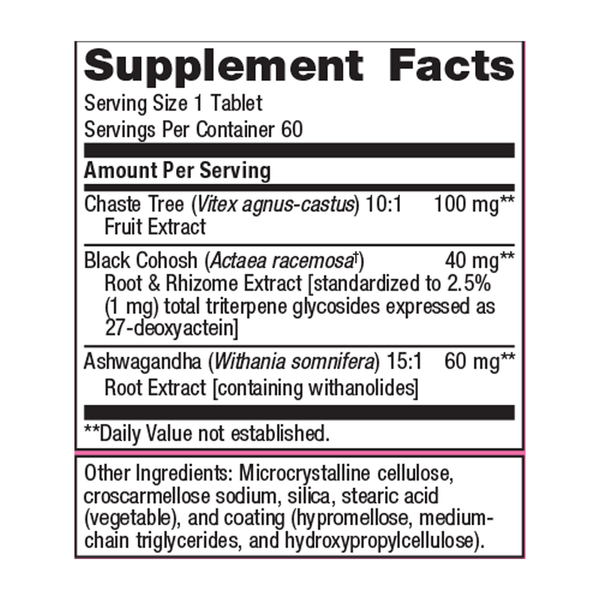 Chasteberry Plus Supplement Facts Label