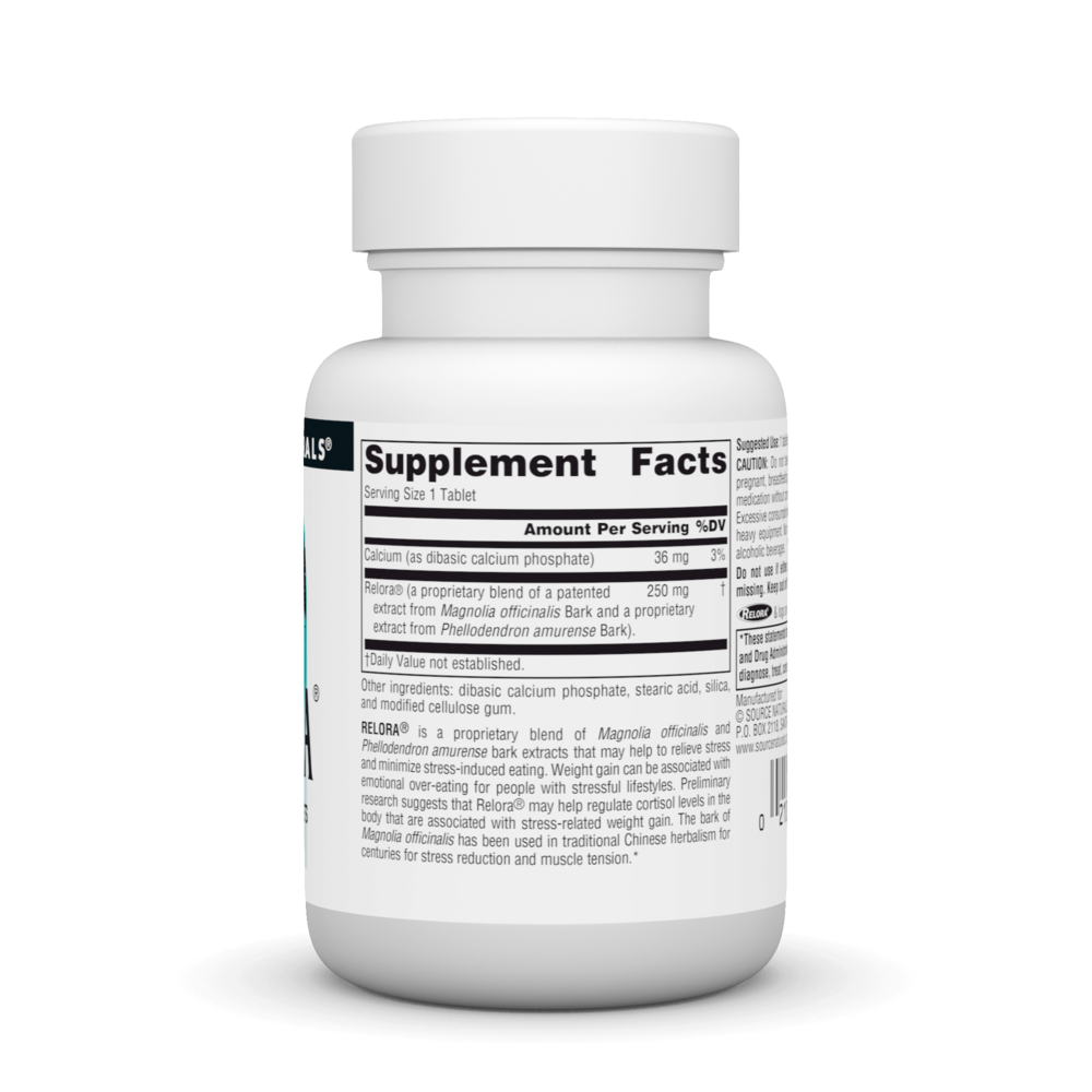 BACKORDER ONLY - Relora 250 mg Supplement Facts Label