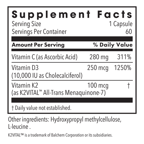 Vitamin D3 10000 IU Supplement Facts Label