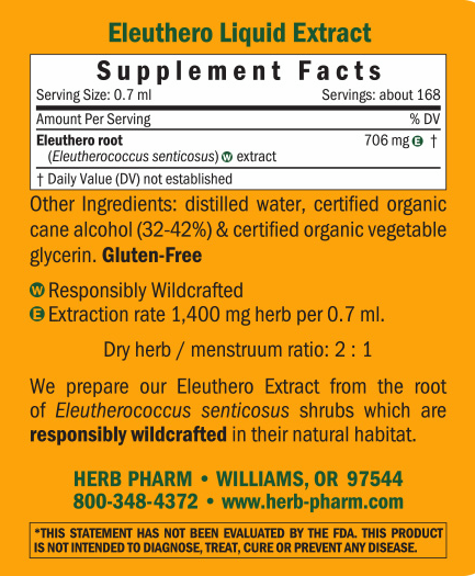 Eleuthero/Eleutherococcus senticosus Supplement Facts Label