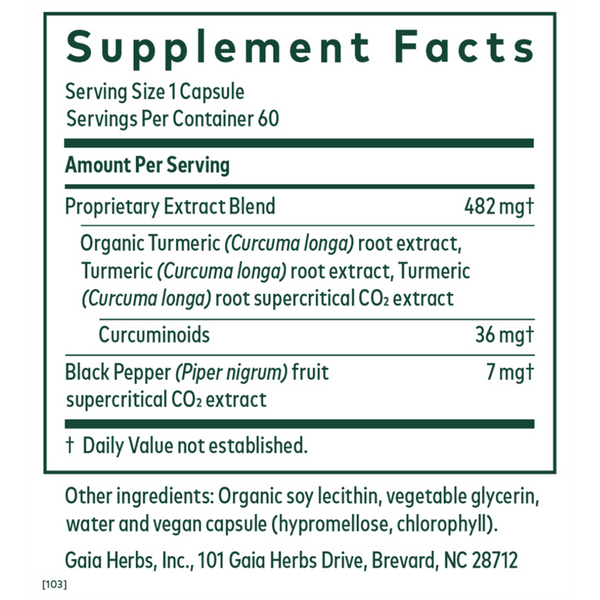 Curcuma Supreme NF-kB Formula 120ct Supplement Facts Label