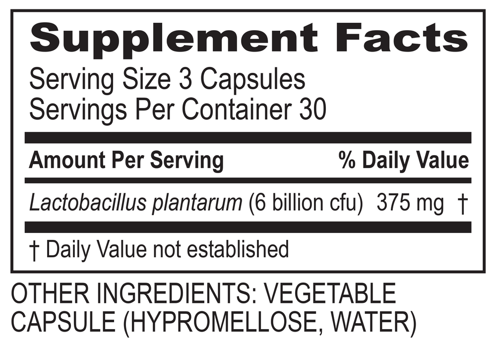 Plantadophilus Supplement Facts Label