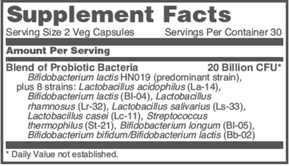 Bifido Digest Supplement Facts Label