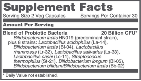 Bifido Digest Supplement Facts Label