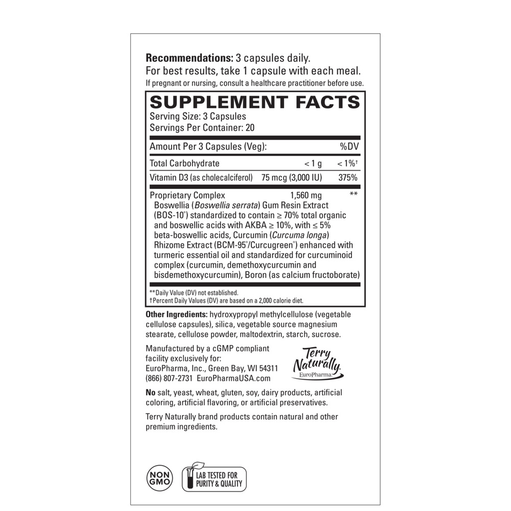 Healthy Knees & Joints Supplement Facts Label